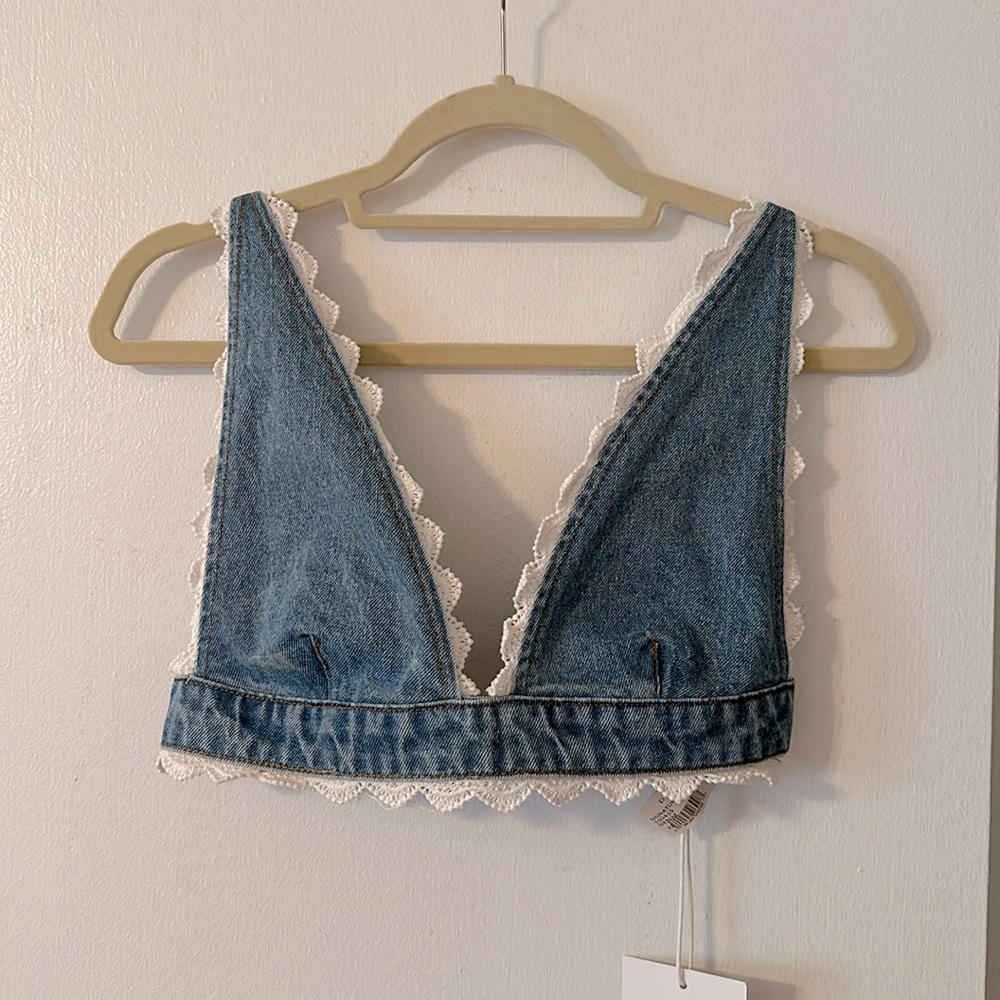Denim & lace top